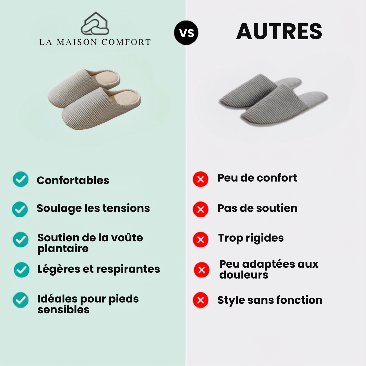 Chaussons Minimalistes Rayés - Calmio