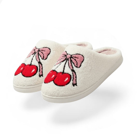 Chaussons Confort Calmero – Cerise & Nœud