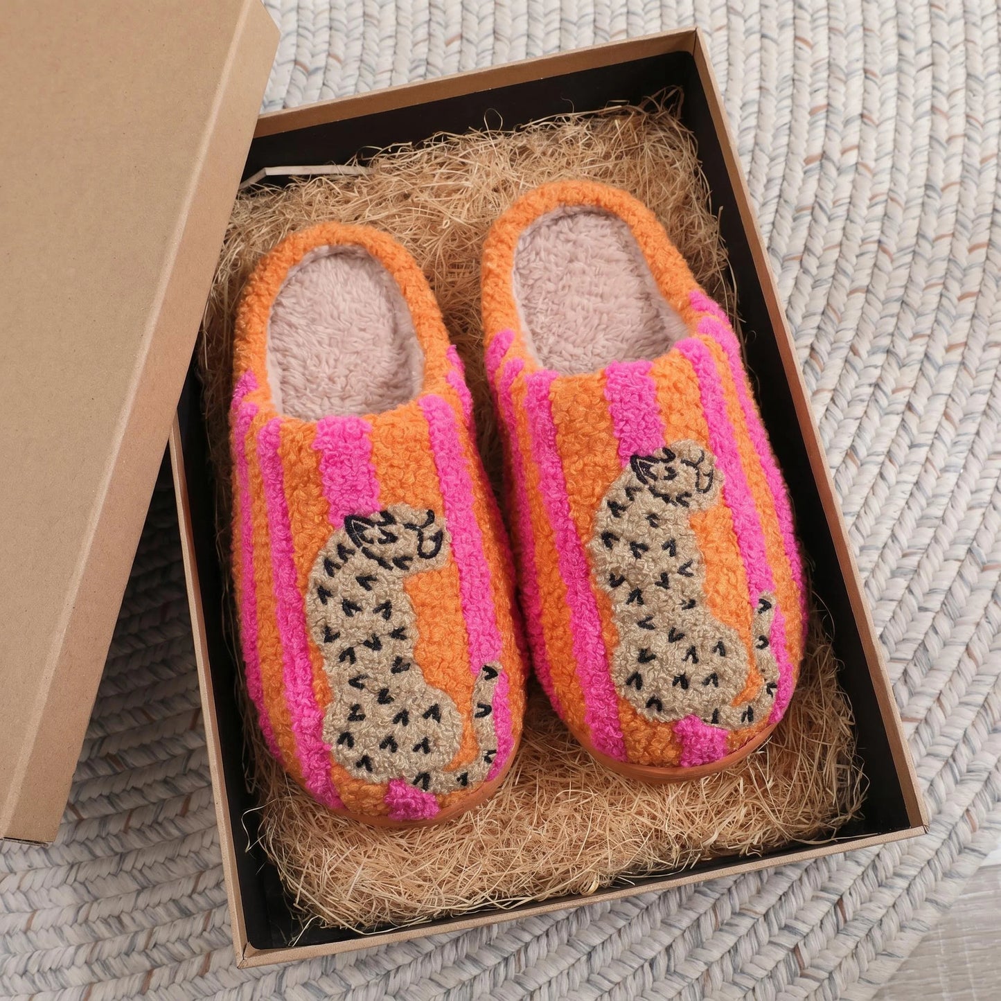 Chaussons Confort Calmero – Rayé Léopard