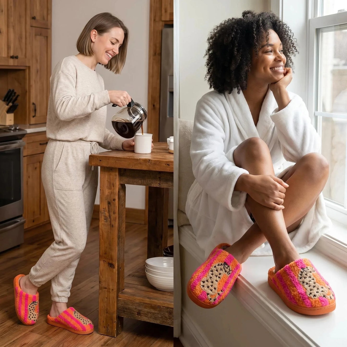 Chaussons Confort Calmero – Rayé Léopard