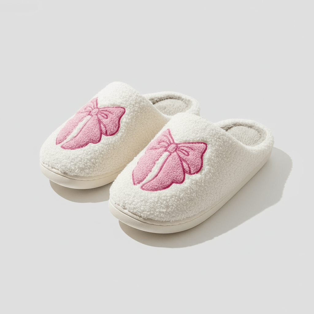 Chaussons Confort Calmero – Nœud Rose