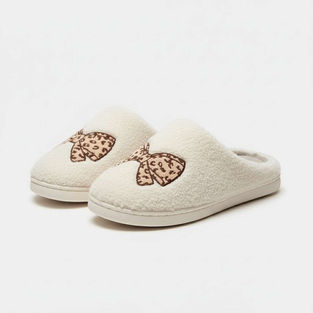 Chaussons Confort Calmero – Nœud Léopard