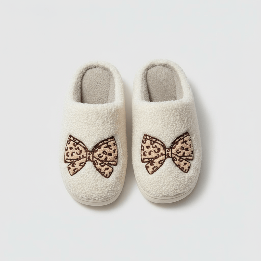 Chaussons Confort Calmero – Nœud Léopard
